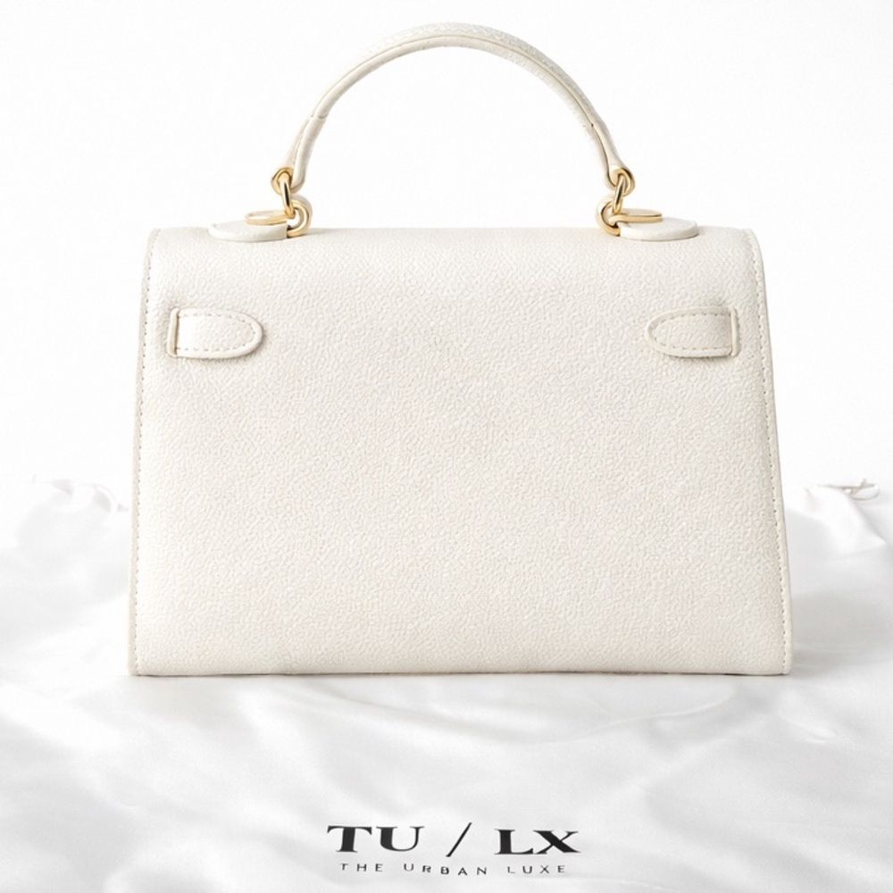 GRACE KELLY White Top-Handle / Crossbody Bag (Vegan Leather) by The Urban Luxe - Picture 3 of 5